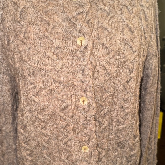 Kerisma Cable Knit Button-Up Sweater Light Brown Tan Eco-Yarn Series S/M - Picture 3 of 10